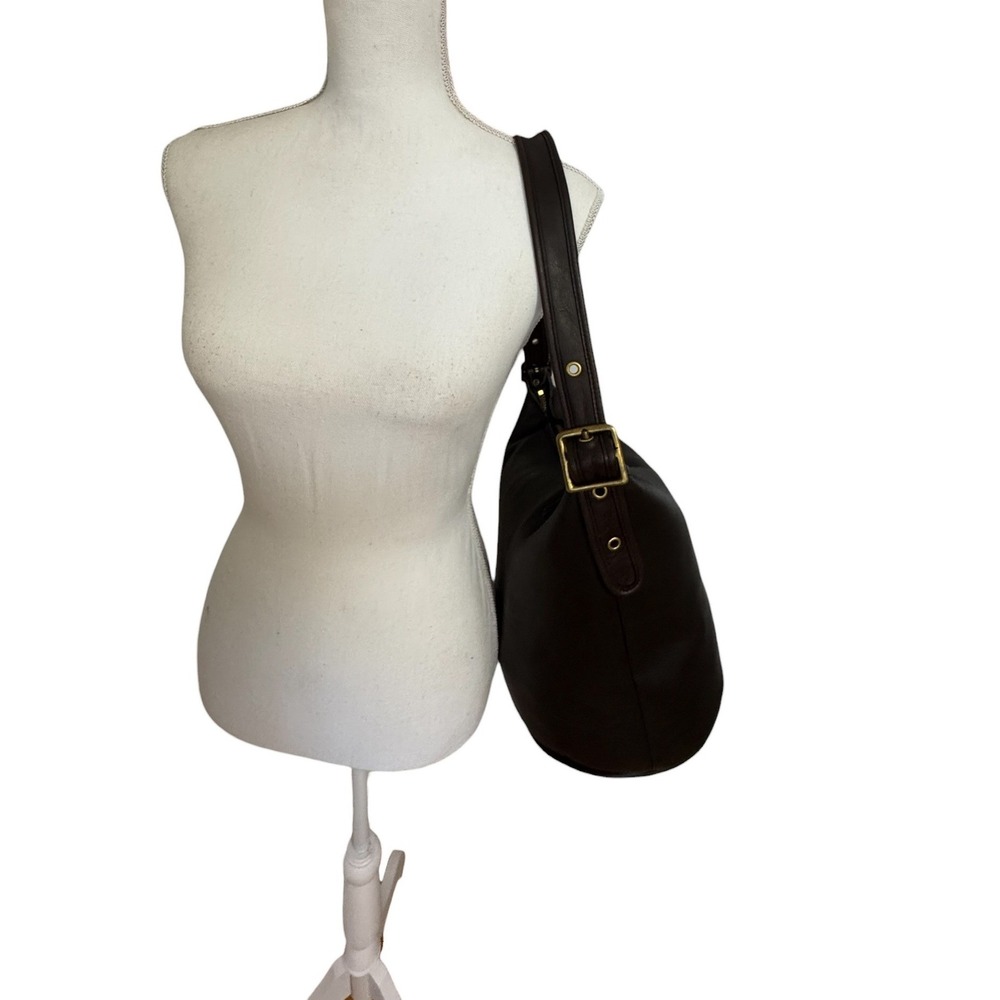 Vintage Coach Duffel Sac Bucket Bag Dark Brown Leather Brass 9085 Large Hobo - Picture 8 of 16